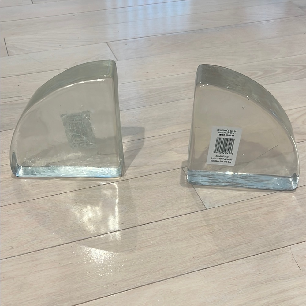 Creative Co-Op Transparent Glass Bookends